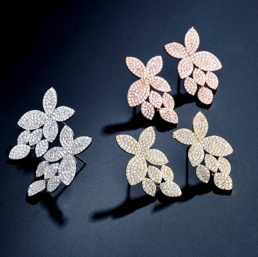 "Lucienne" - Cubic Zirconia Bridal Earrings - Available in Silver, Rose Gold and Yellow Gold