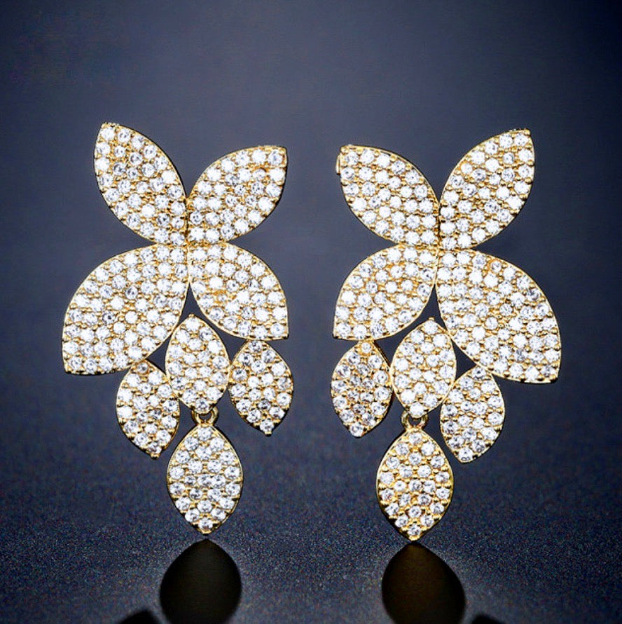 "Lucienne" - Cubic Zirconia Bridal Earrings - Available in Silver, Rose Gold and Yellow Gold