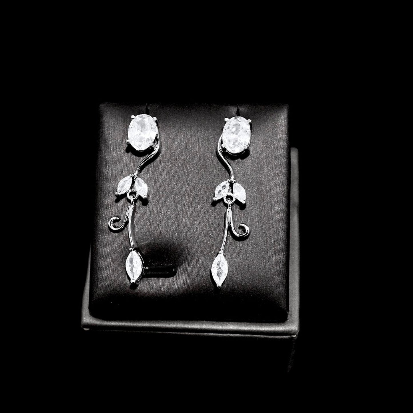 Edwina - Cubic Zirconia Silver Vine Bridal Jewelry Set