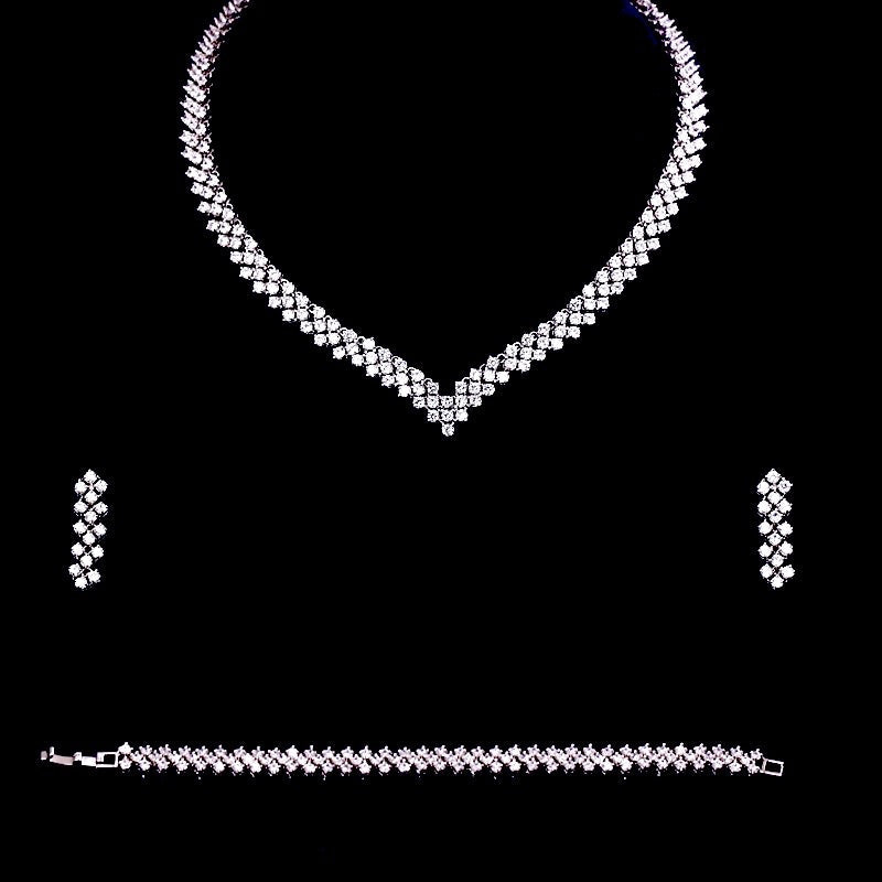 Catarina - Silver Cubic Zirconia Bridal Three-Piece Jewelry Set