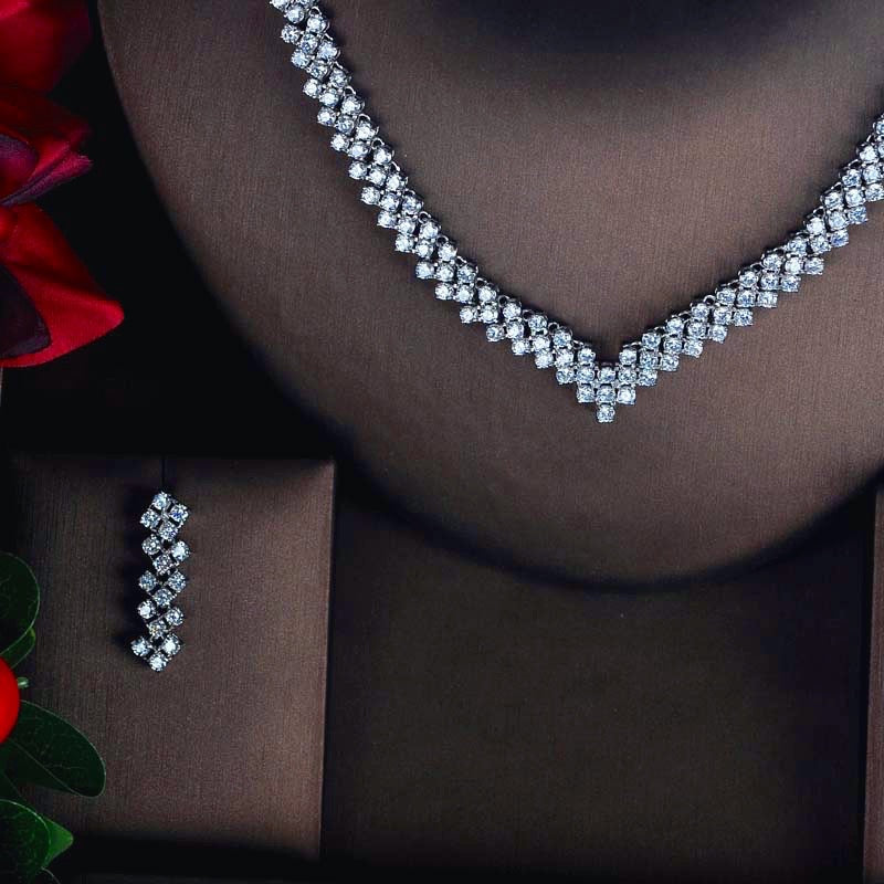 Catarina - Silver Cubic Zirconia Bridal Three-Piece Jewelry Set