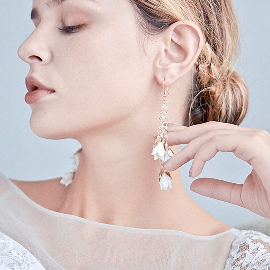 Lyanna - Bohemian Ceramic Flowers Bridal Earrings