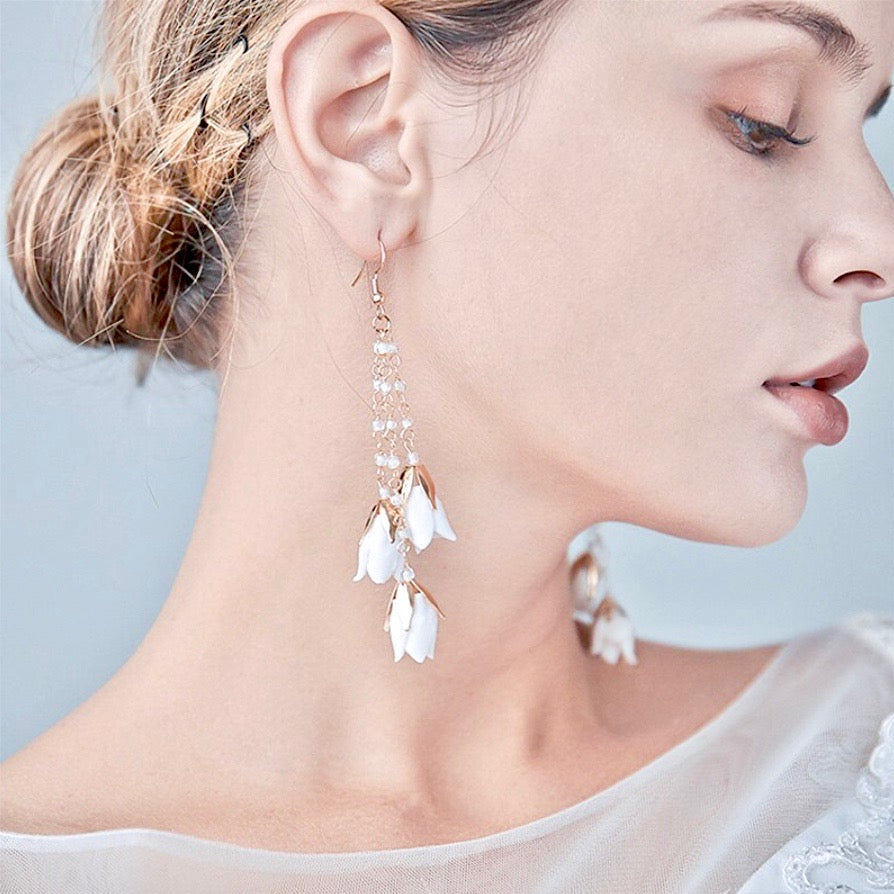 Lyanna - Bohemian Ceramic Flowers Bridal Earrings