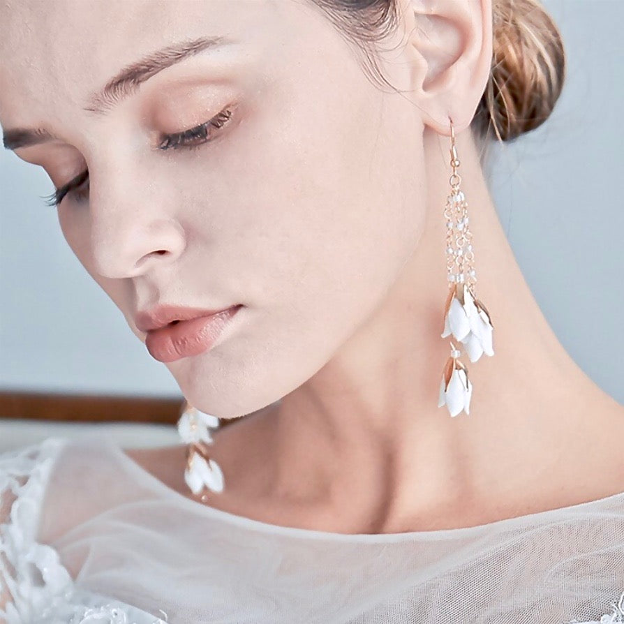 Lyanna - Bohemian Ceramic Flowers Bridal Earrings