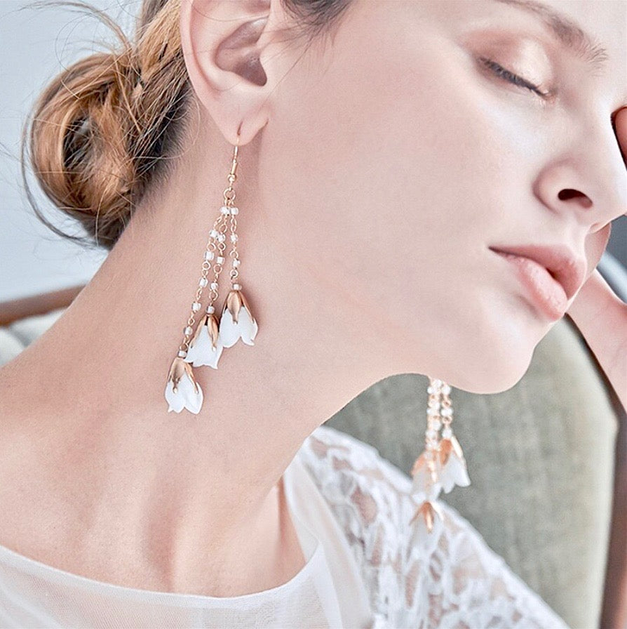 Lyanna - Bohemian Ceramic Flowers Bridal Earrings
