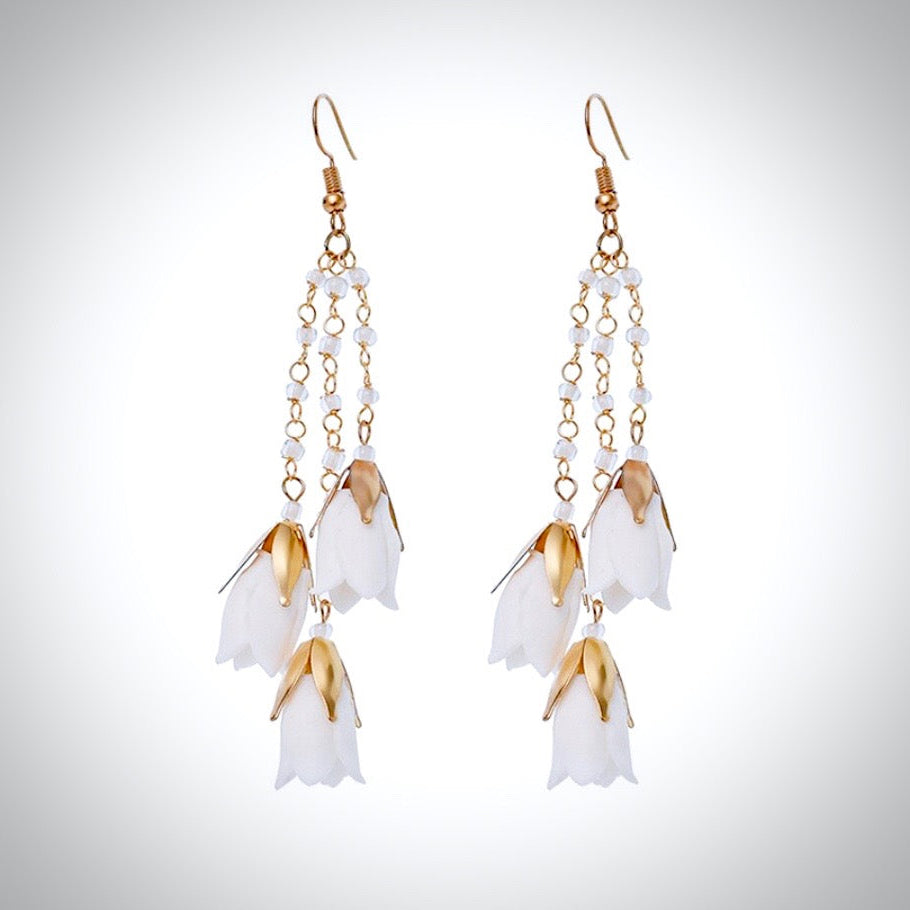 Lyanna - Bohemian Ceramic Flowers Bridal Earrings
