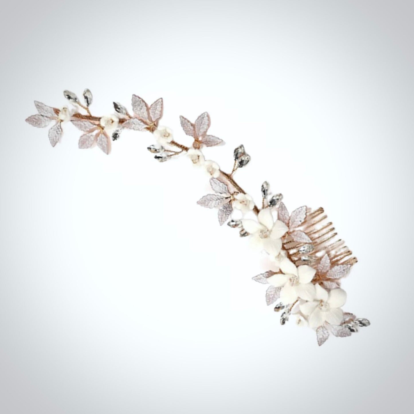 Aveline - Ceramic Flowers Bridal Hair Comb / Vine