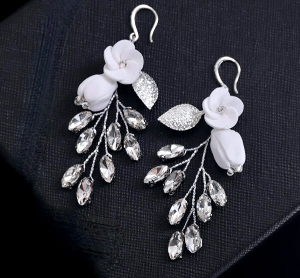 "Remy" - Bohemian Ceramic Flowers Bridal Earrings