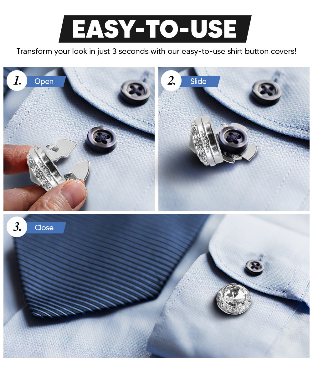 Vittorio Vico Men's Crystal Colorstone Button Cover