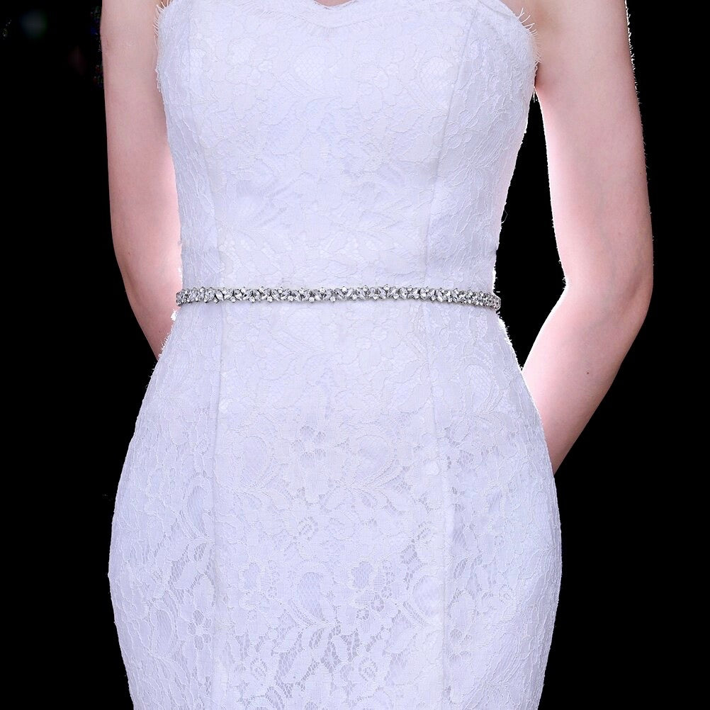 Arya - Pearl and Crystal Bridal Belt - Available in Silver, Rose Gold and Yellow Gold