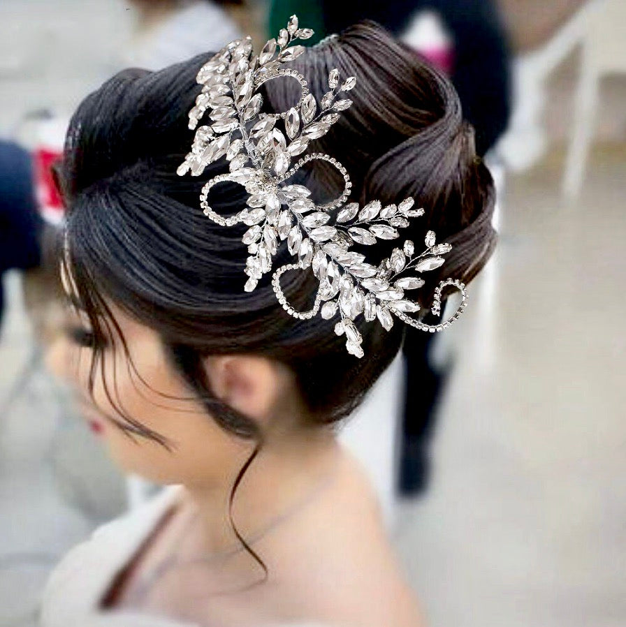 "Dacia" - 1920s Style Silver Bridal Hair Accessory