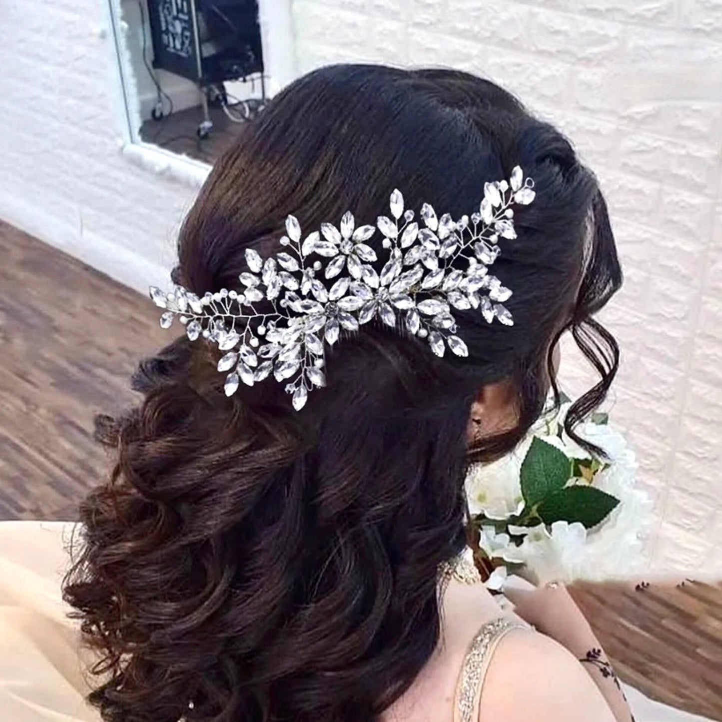Ina - Pearl and Crystal Bridal Hair Comb - Available in Silver, Rose Gold and Yellow Gold