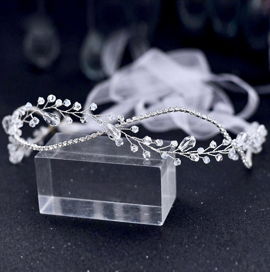 "Aya" - Crystal Bridal Headband / Hair Vine