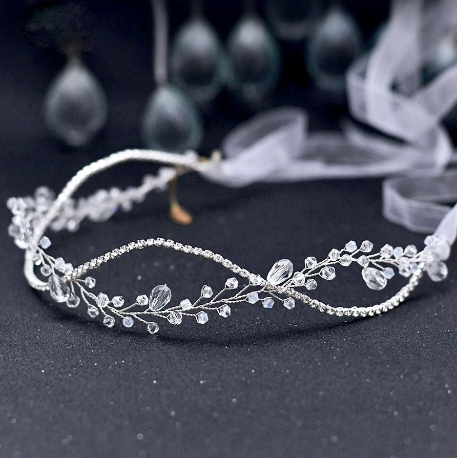 "Aya" - Crystal Bridal Headband / Hair Vine