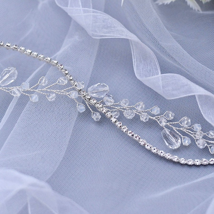 "Aya" - Crystal Bridal Headband / Hair Vine
