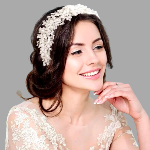 "Ira" - Silver Crystal Bridal Headband