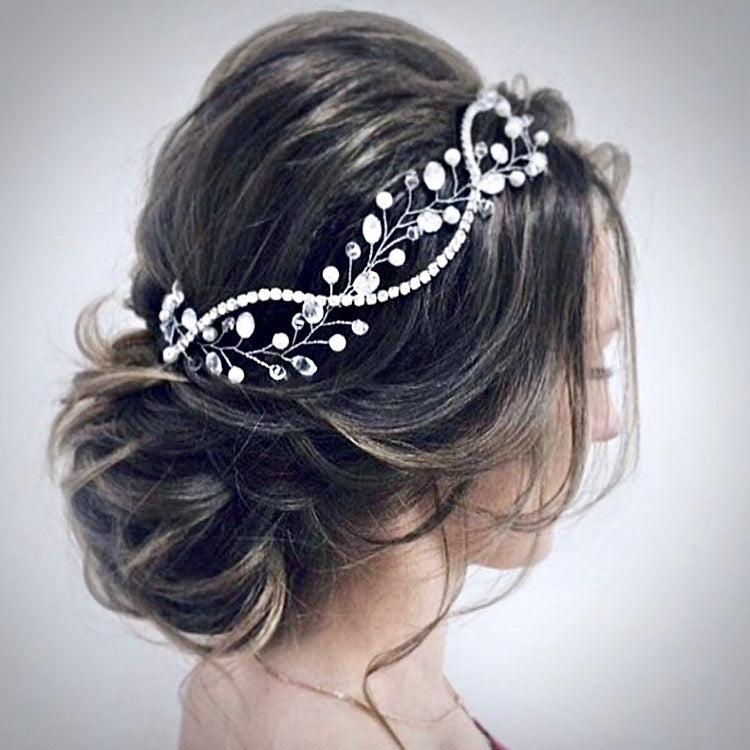 "Aya" - Crystal Bridal Headband / Hair Vine