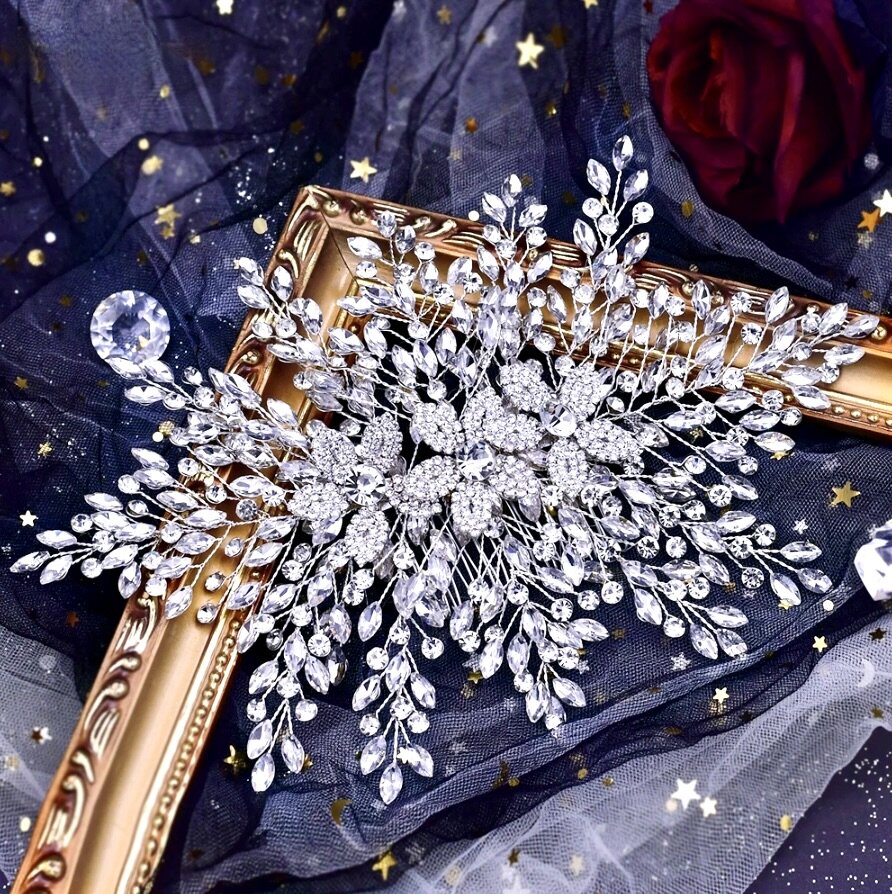 Gretchen - Silver Crystal Bridal Headdress