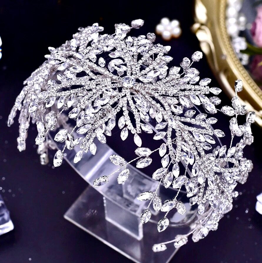 Coretta - Silver Crystal Bridal Headdress