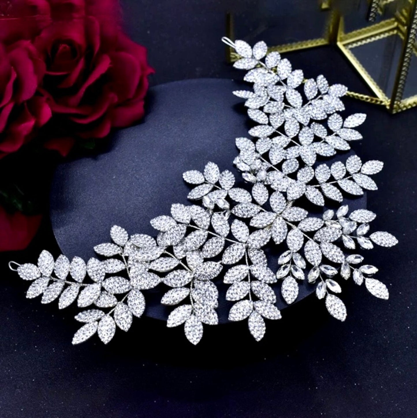 Dominique - Silver Crystal Bridal Headdress