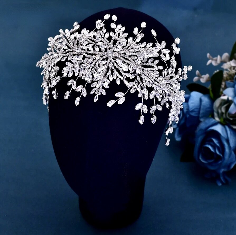 Coretta - Silver Crystal Bridal Headdress