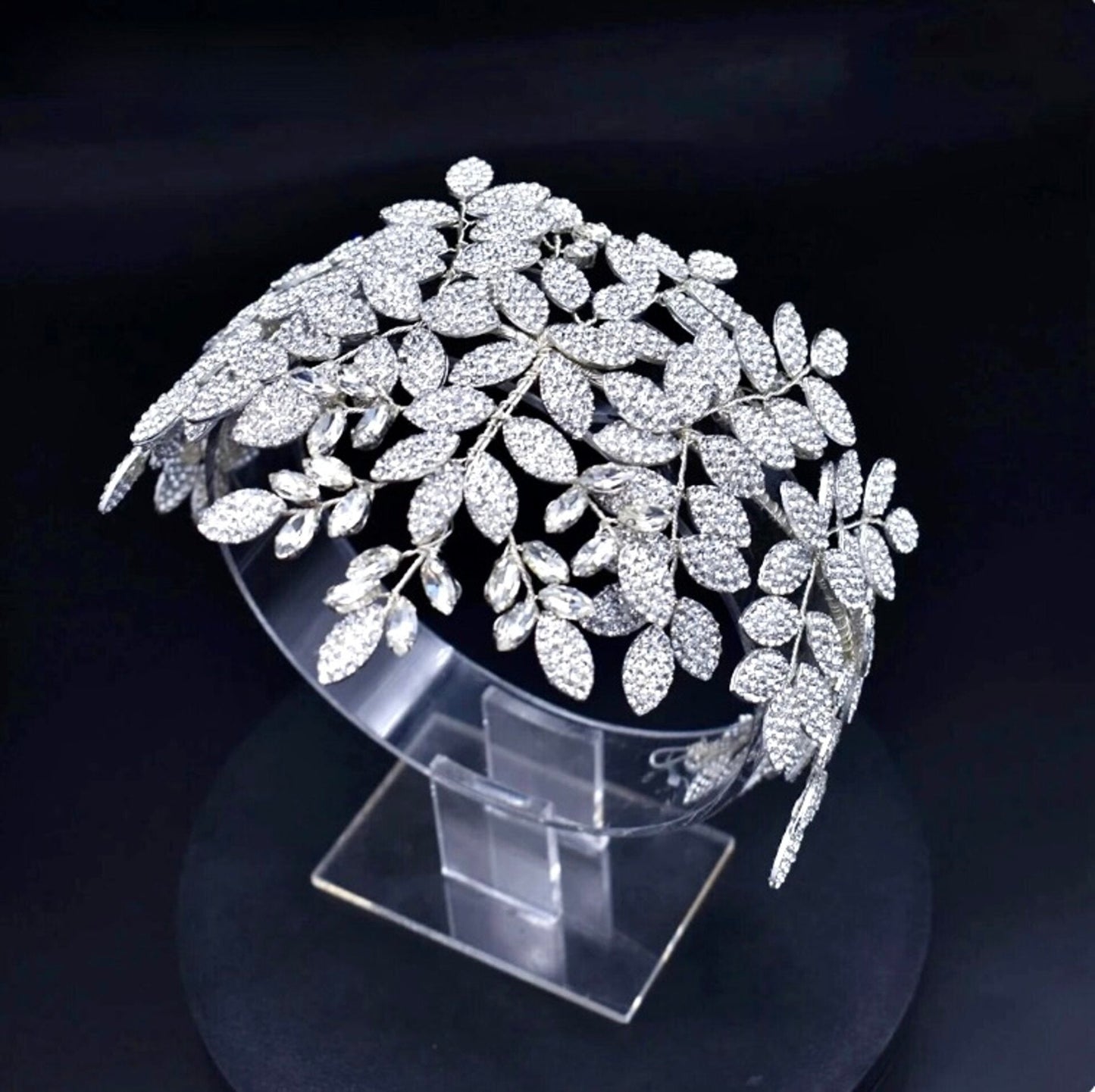 Dominique - Silver Crystal Bridal Headdress