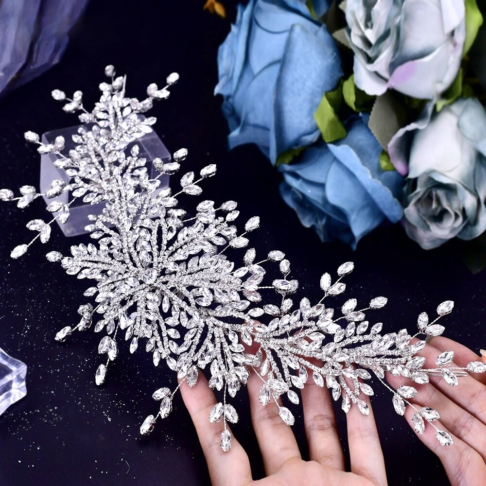 Coretta - Silver Crystal Bridal Headdress