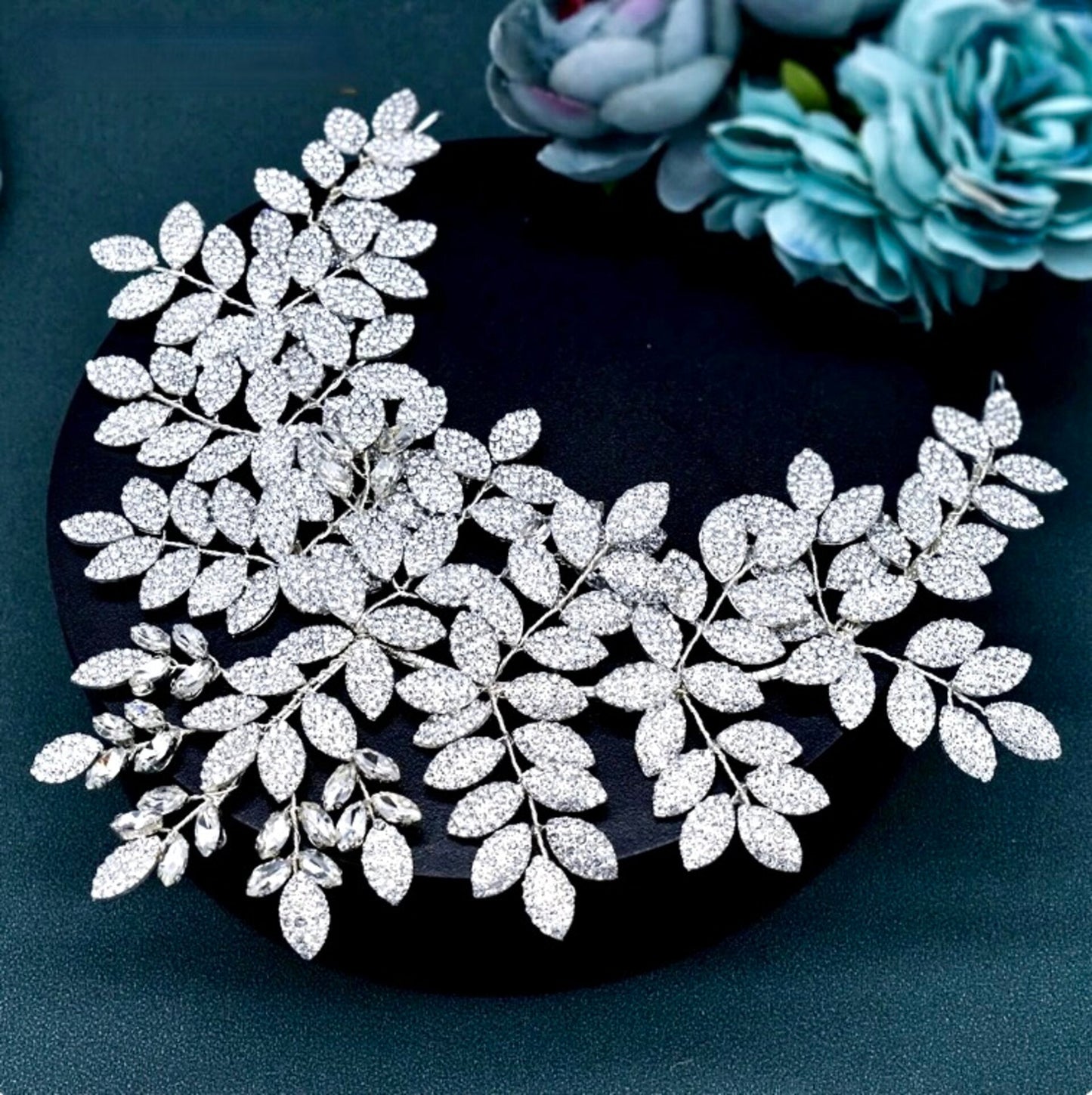 Dominique - Silver Crystal Bridal Headdress