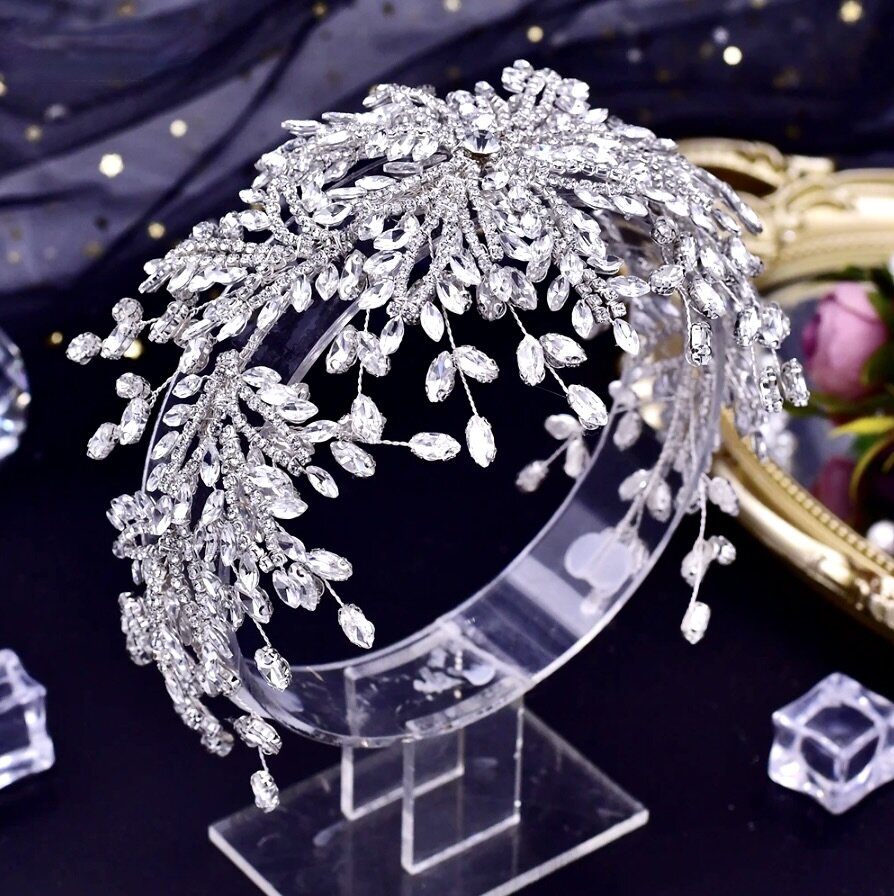 Coretta - Silver Crystal Bridal Headdress