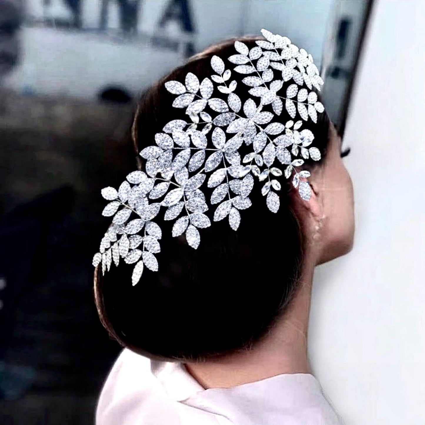 Dominique - Silver Crystal Bridal Headdress
