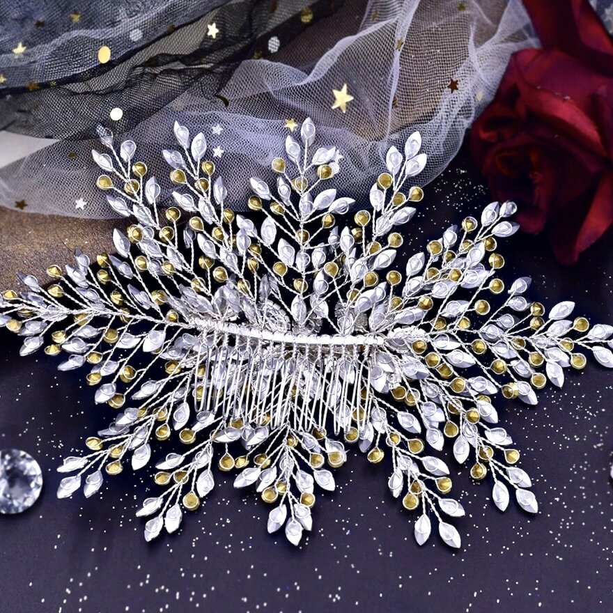 Gretchen - Silver Crystal Bridal Headdress