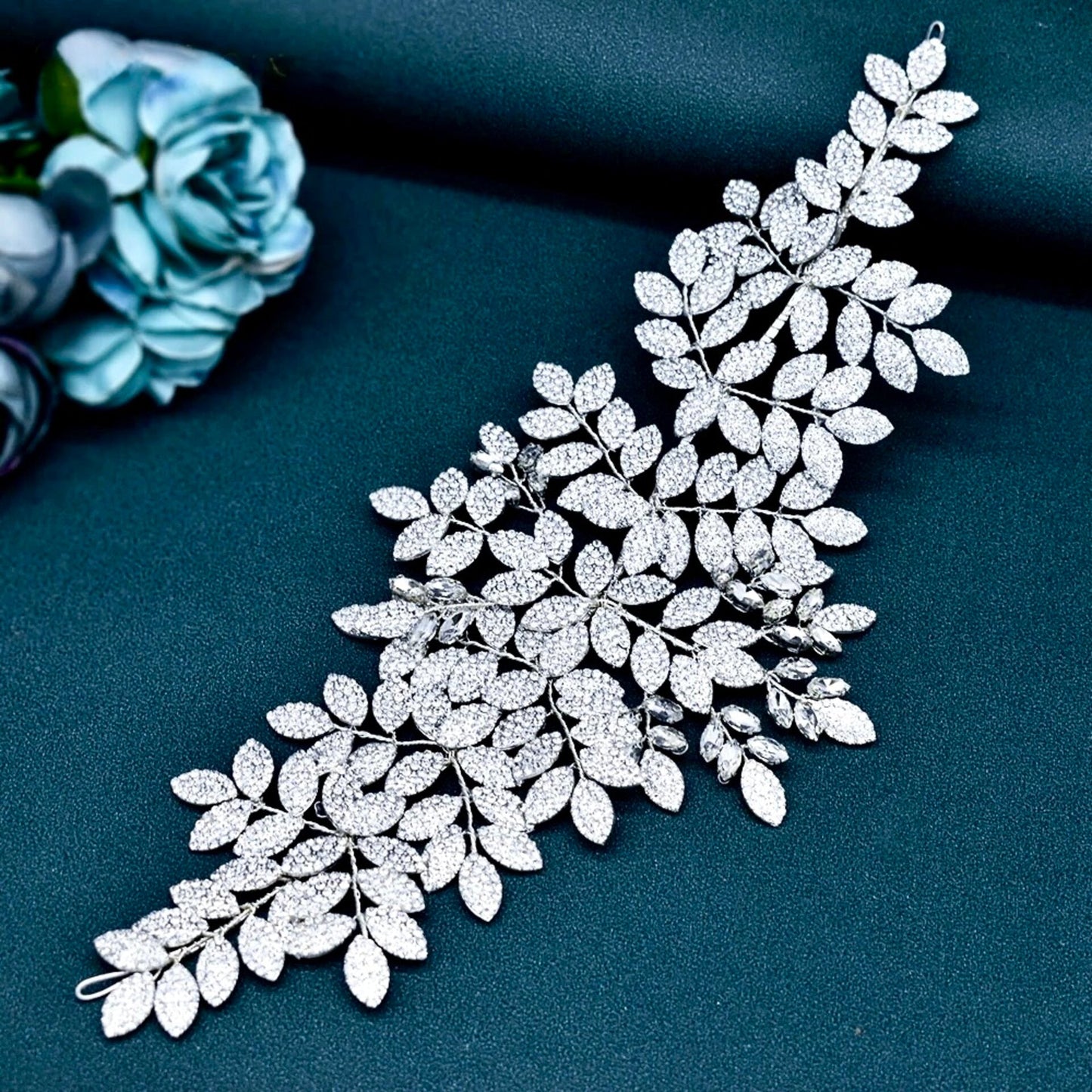 Dominique - Silver Crystal Bridal Headdress