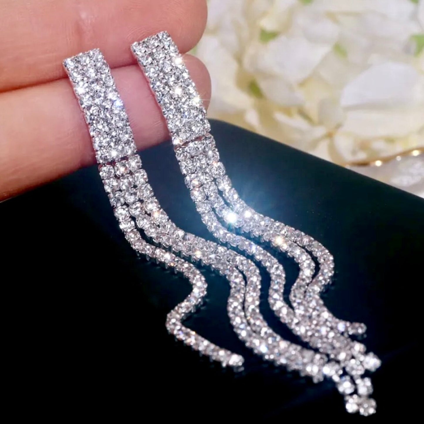 Adalynn - Crystal Bridal Long Earrings