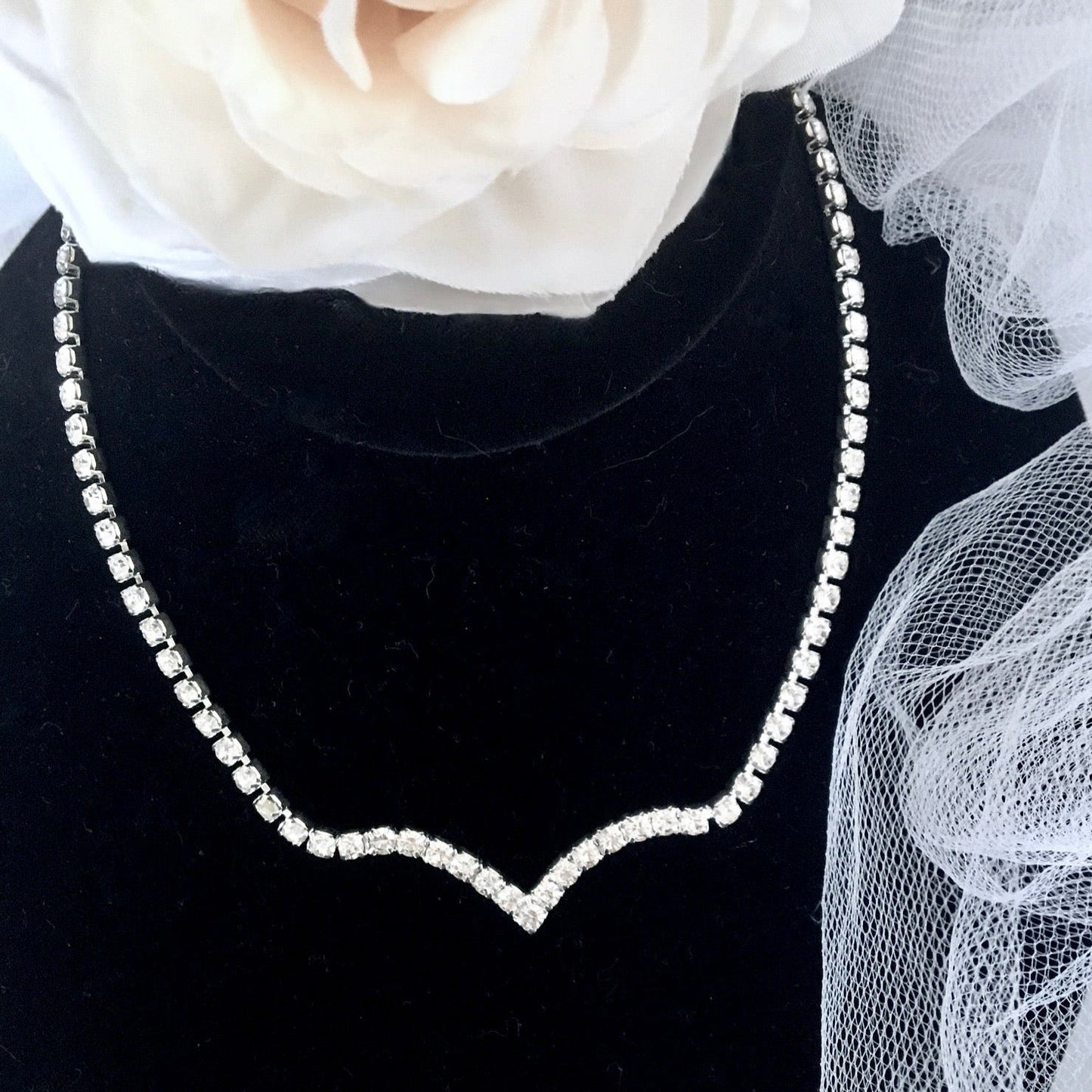Aimee - Crystal V-Shaped Bridal Necklace