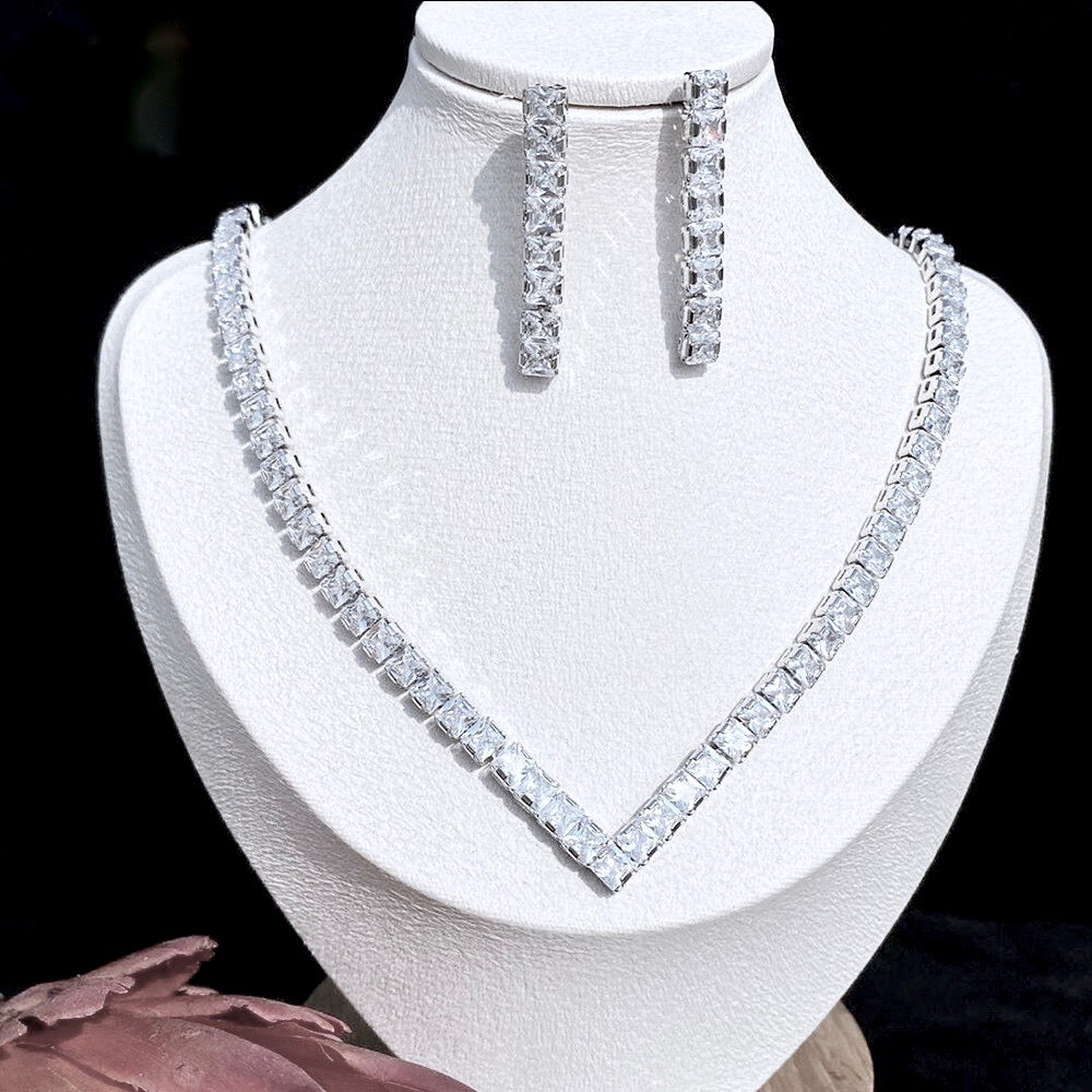 Allana - Cubic Zirconia Bridal Three-Piece Jewelry Set - Available in Silver and Gold