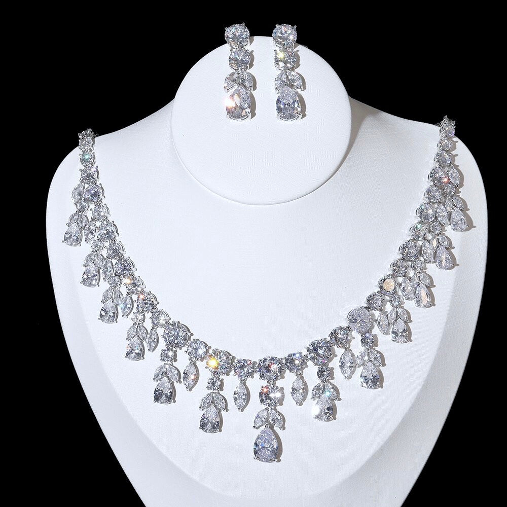 Rhiannon - Silver Cubic Zirconia Bridal Jewelry Set