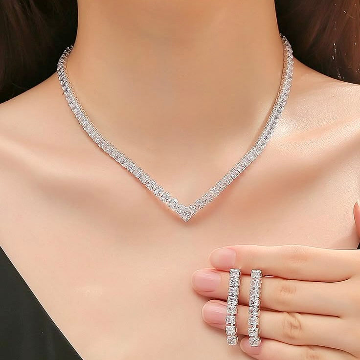 Allana - Cubic Zirconia Bridal Three-Piece Jewelry Set - Available in Silver and Gold