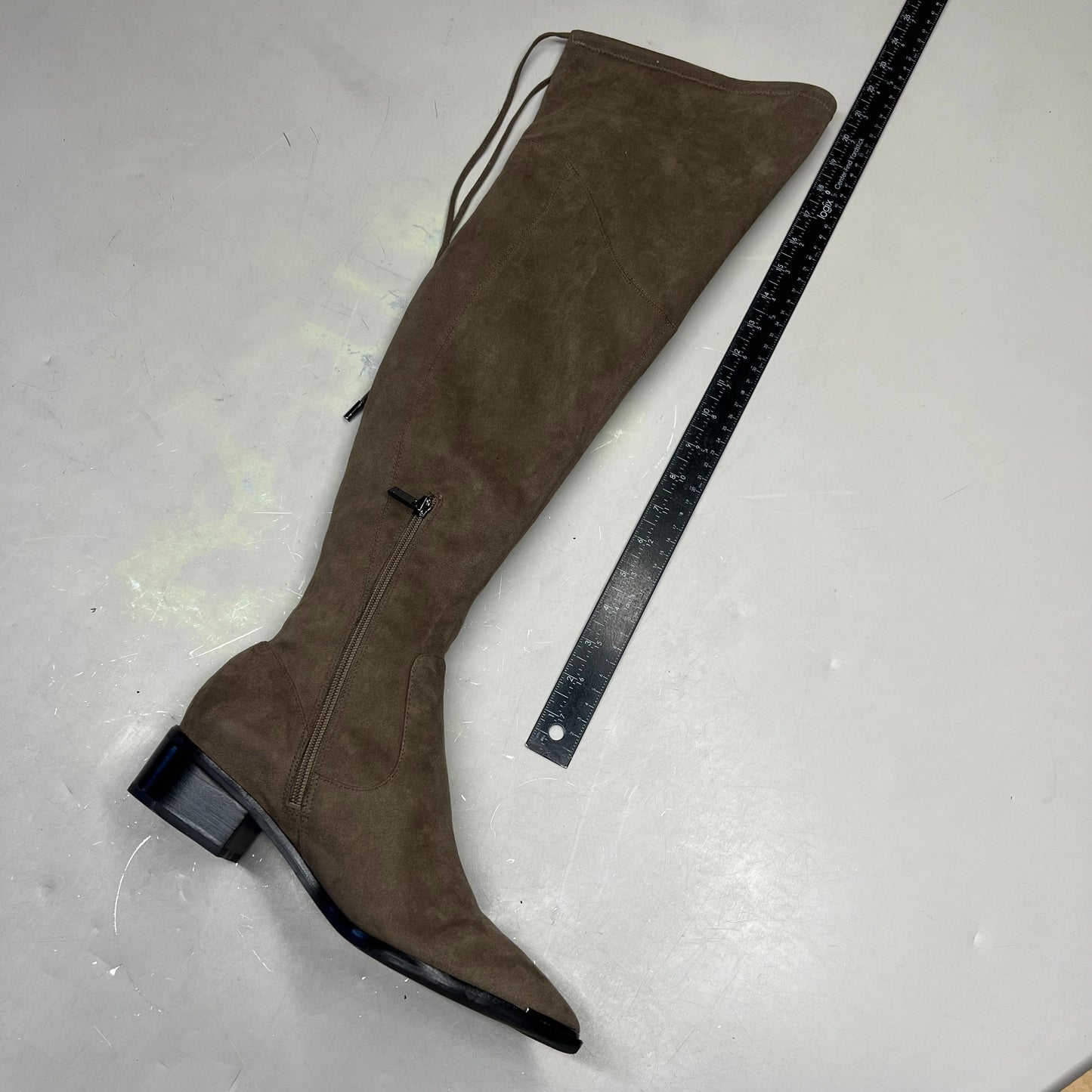 MARC FISHER LTD Over The Knee Boot Pointy Toe Partial Zip Women's Sz 8.5 Brown