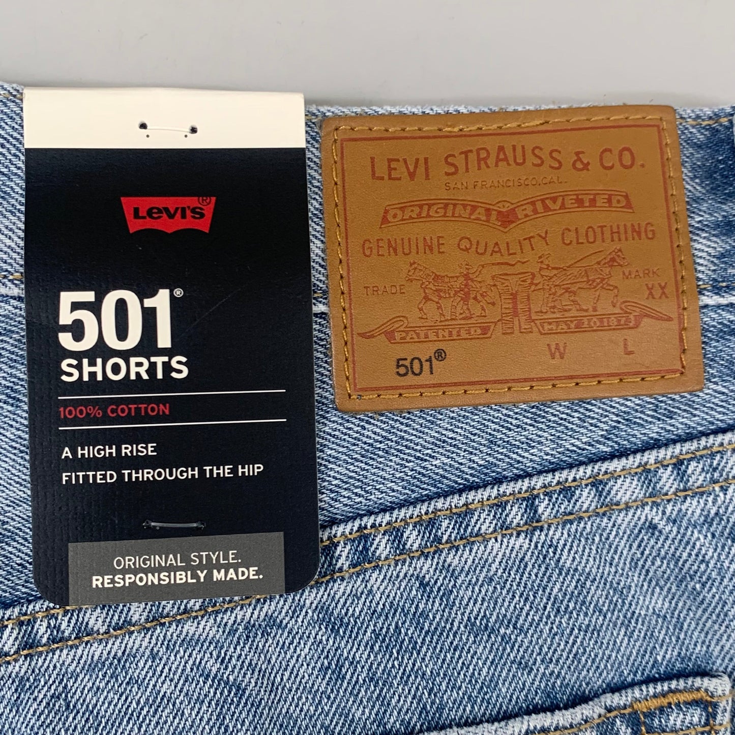 LEVIS 501 Original Fit High Rise Shorts Medium Wash Women's Sz 29 Mega Vibe Blue