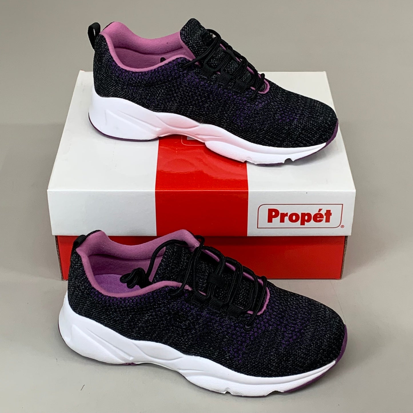 PROPET Stability Fly Sneaker X(2E) Women's SZ 5.5 Black/Berry WAA072MBBYX-05H