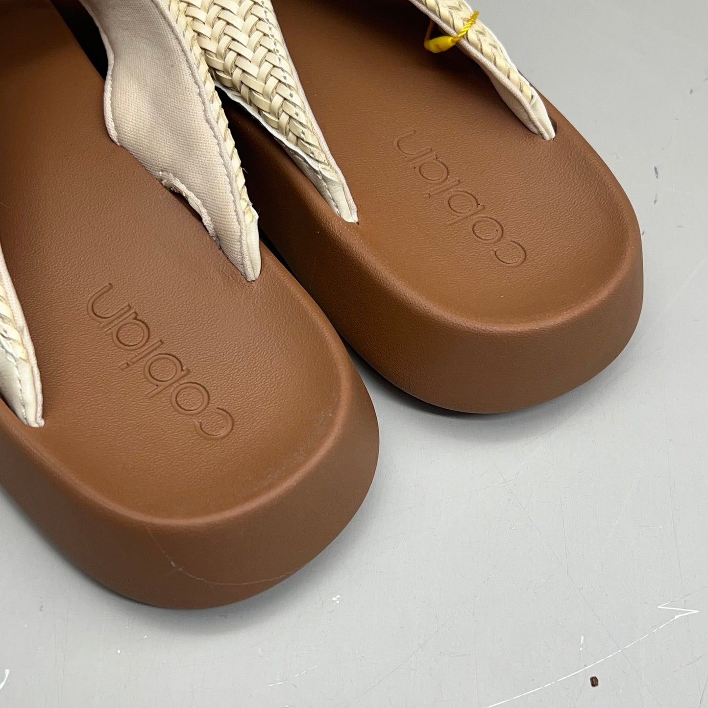COBIAN Palmilla Braided Synthetic Leather Strap Women's Sz 9 EU 39.5 Cream PAL25-110-9