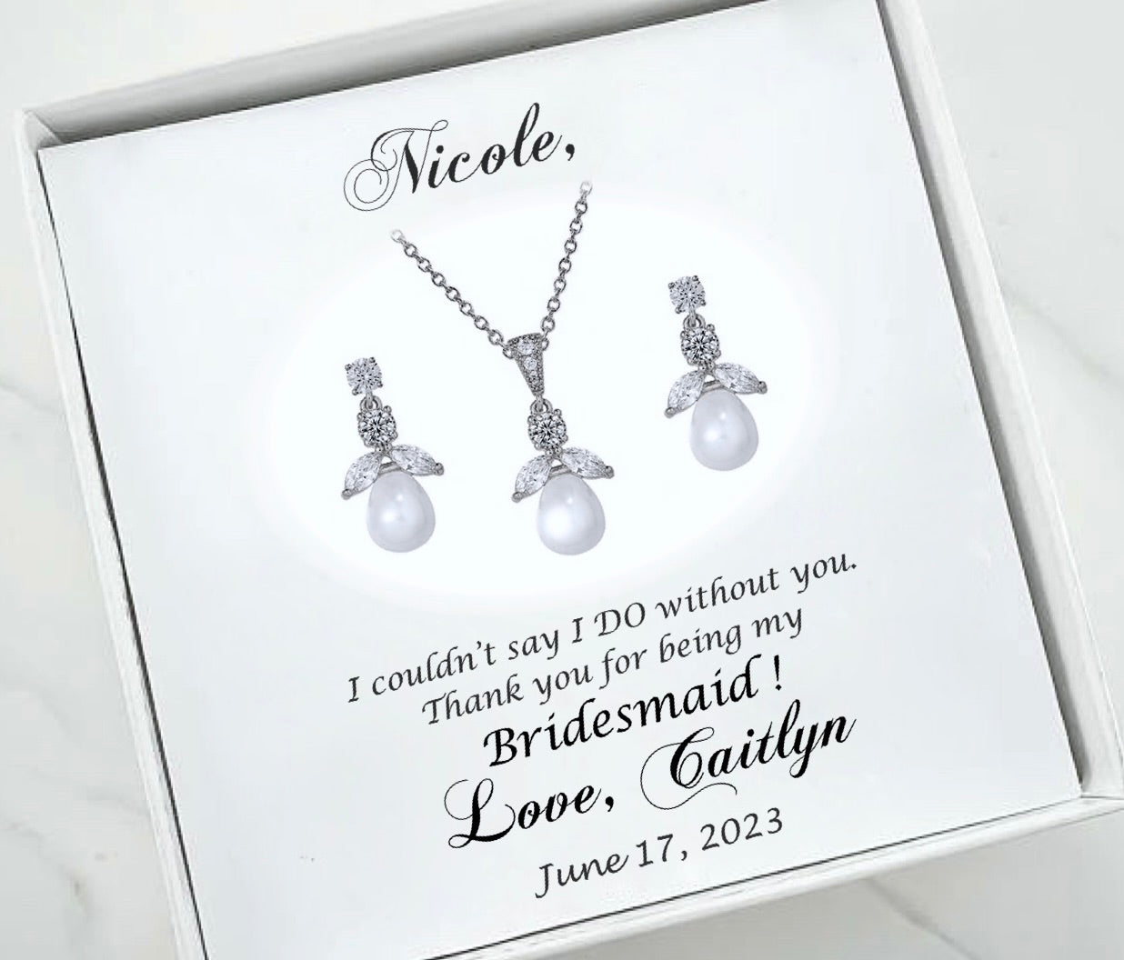 "Kathani" - Pearl and Cubic Zirconia Jewelry Set - Available in Gold and Silver