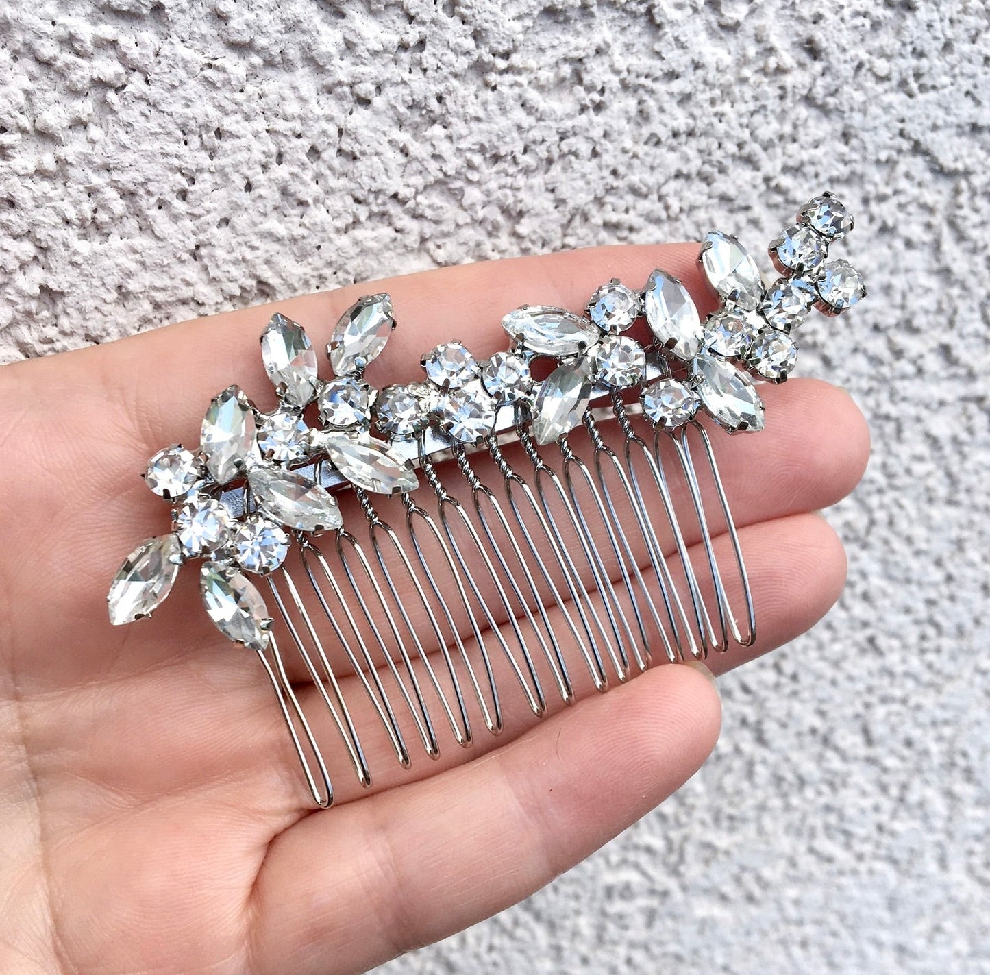"Liliana" - Silver Rhinestone Bridal Hair Comb