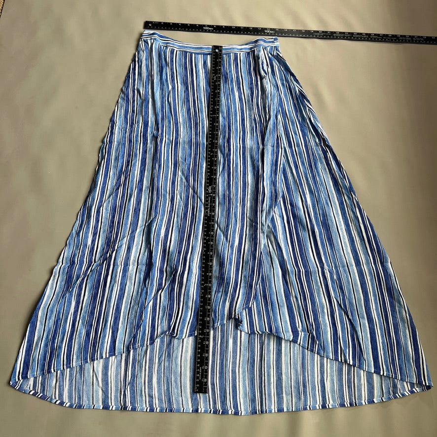TOMMY BAHAMA Women's Divine Lines Maxi Skirt White Blue Boho Stripe Size 8 (New)
