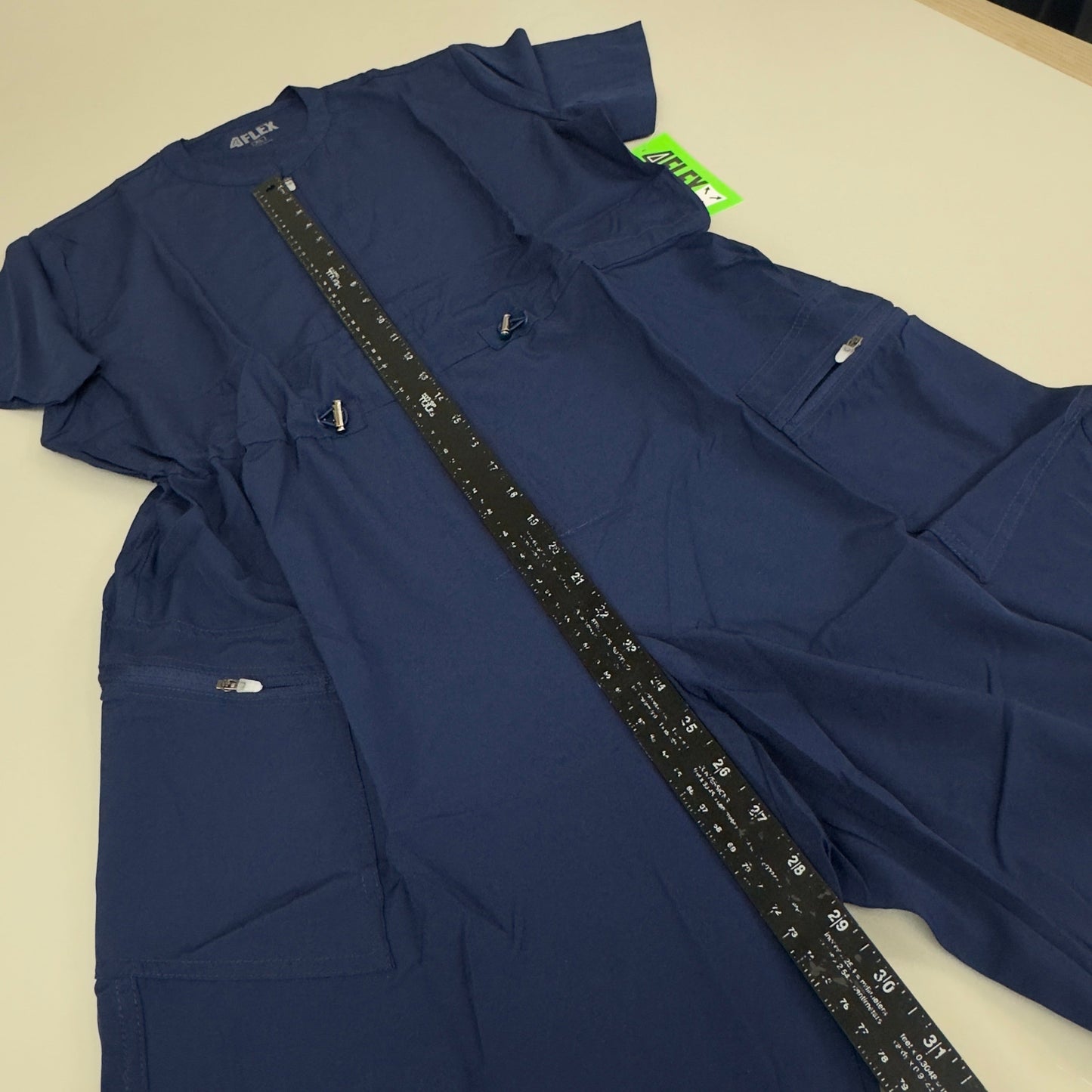 GREEN TOWN 4 Flex Scrubs Jumpsuit Cinch In Waist Women's Sz XL Indigo GFX-023AST