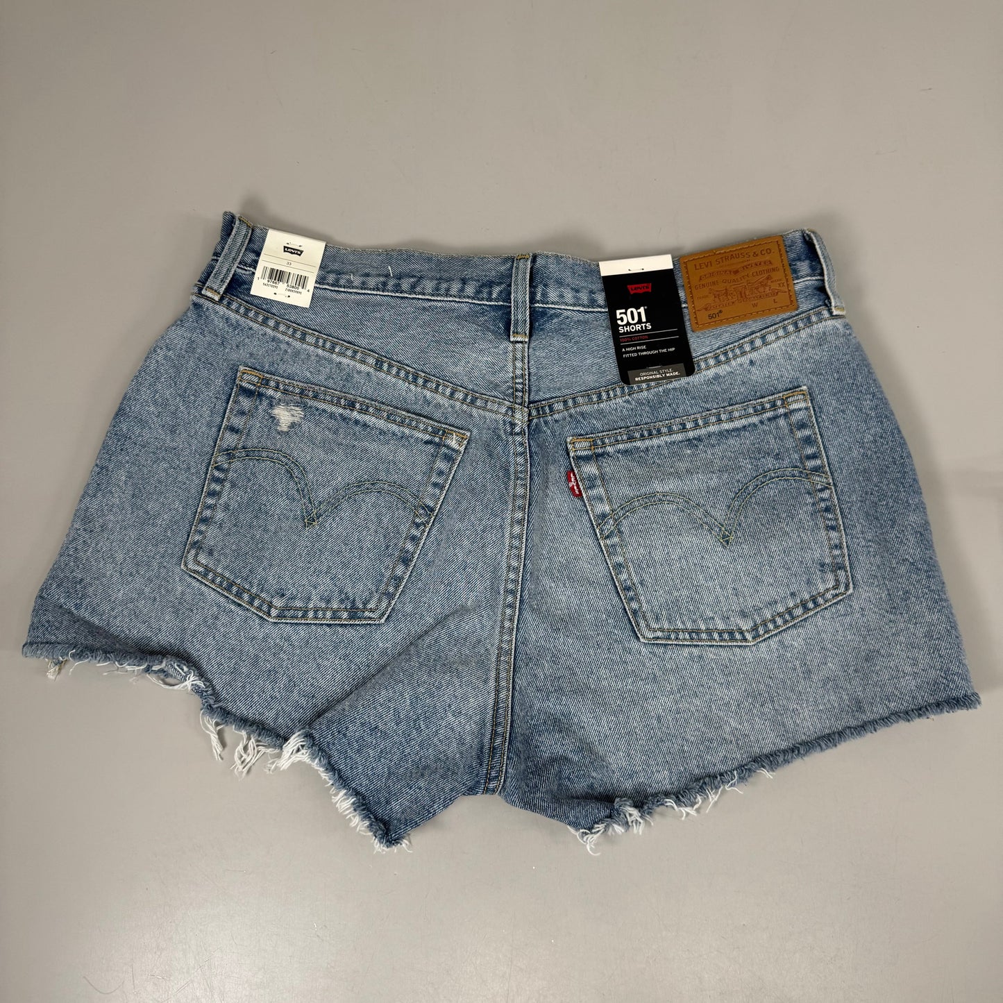 LEVIS 501 Original Fit High Rise Shorts Medium Wash Women's Sz 33 Mega Vibe Blue