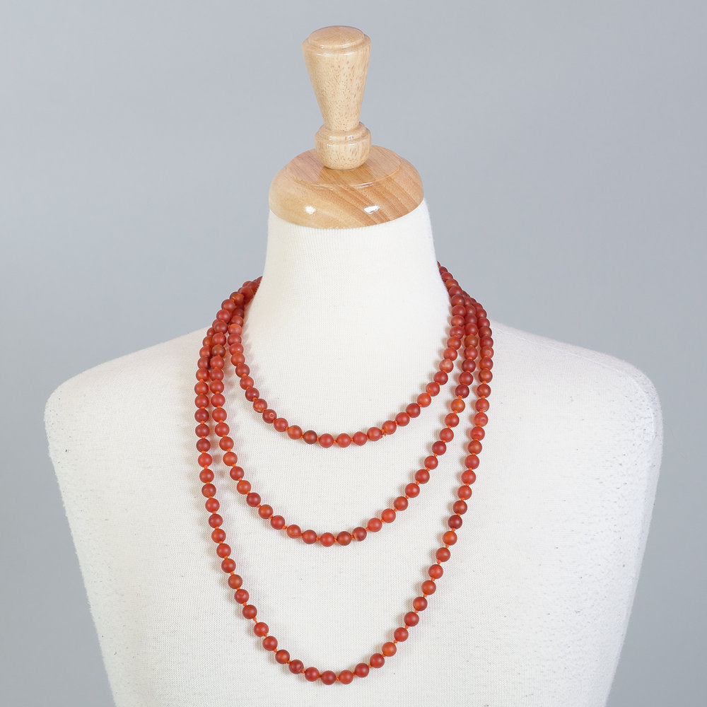 RED ONYX BEADS LONG - 71" (180cm)