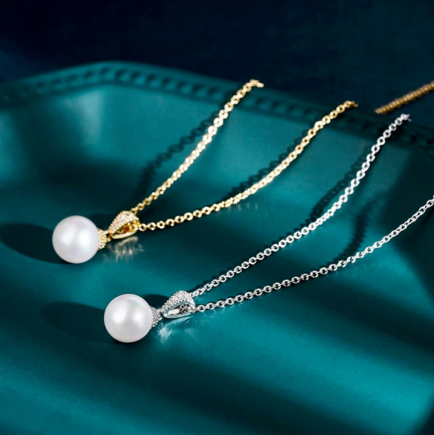 "Louella" - Pearl and Cubic Zirconia Jewelry Set - Available in Gold and Silver