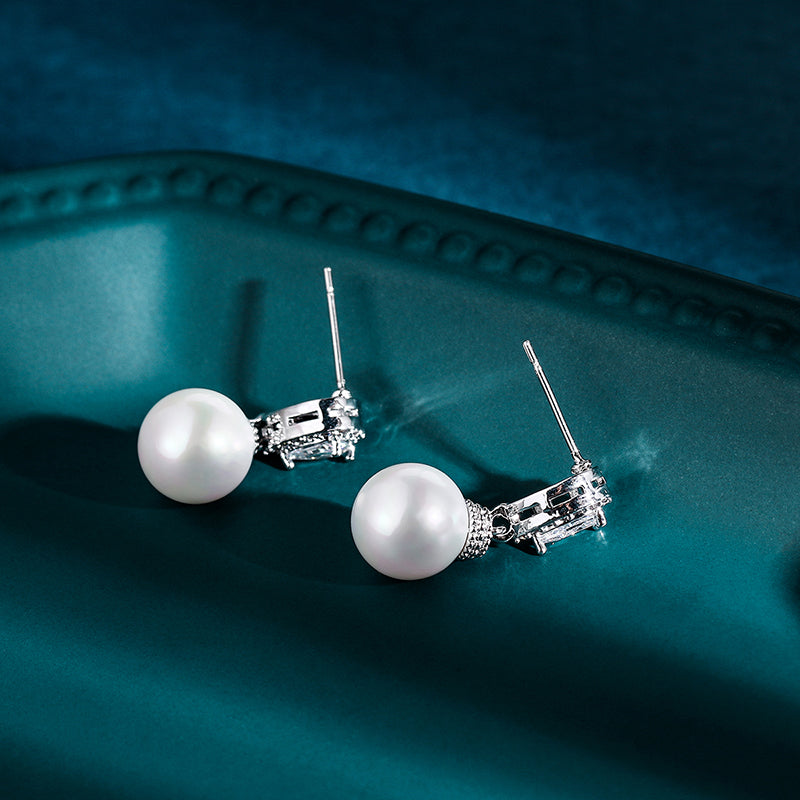 "Louella" - Pearl and Cubic Zirconia Jewelry Set - Available in Gold and Silver