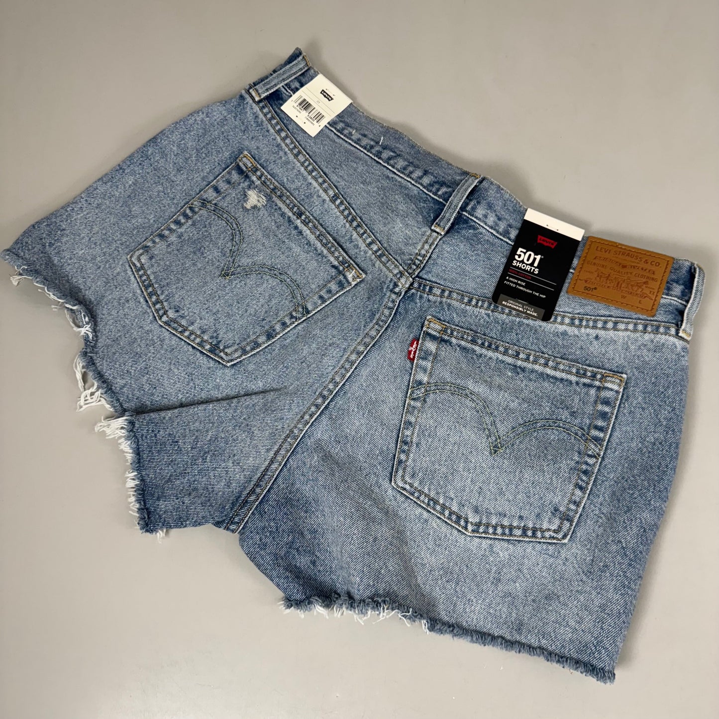 LEVIS 501 Original Fit High Rise Shorts Medium Wash Women's Sz 33 Mega Vibe Blue